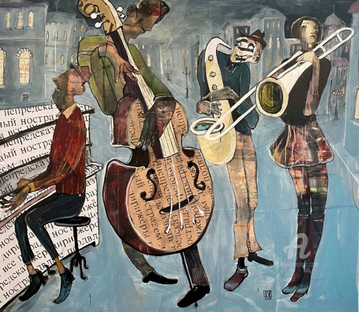 Картина под названием "Night Music" - Ilya Volykhine, Подлинное произведение искусства, Масло