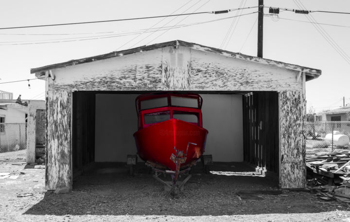 Photography titled "Red Boat" by Debra Casey, Original Artwork, Digital Photography