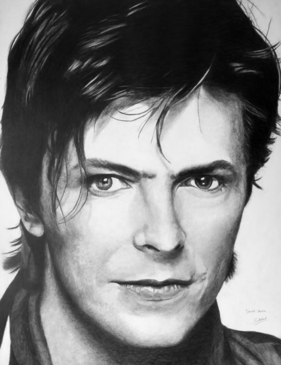 Dibujo titulada "David Bowie" por Soledad, Obra de arte original, Grafito