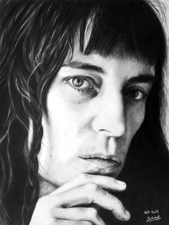 Drawing titled "Patti Smith" by Soledad, Original Artwork, Graphite