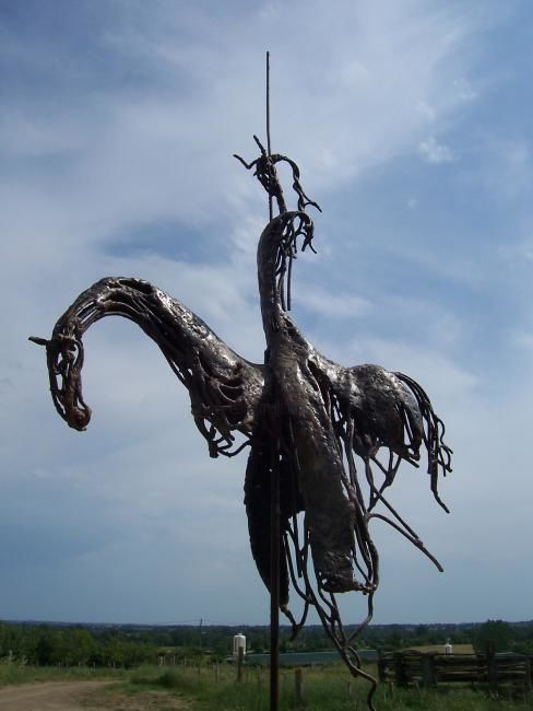 Sculpture titled "le cavalier du vent" by Jean-Marc Bourasseau, Original Artwork, Metals
