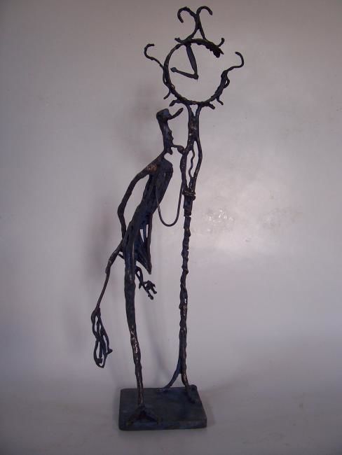 Sculpture titled "le train de 9H57" by Jean-Marc Bourasseau, Original Artwork, Metals