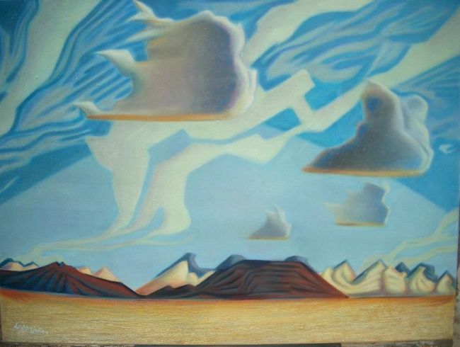 Painting titled "Cloud Messengers" by Linton Vedrene, Original Artwork, Oil