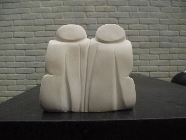 Sculpture titled "Meet the family" by Marianne Den Otter, Original Artwork, Stone