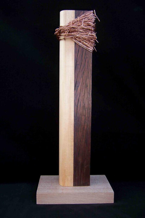 Skulptur mit dem Titel "l'impossible" von Imazi Ghen, Original-Kunstwerk, Holz