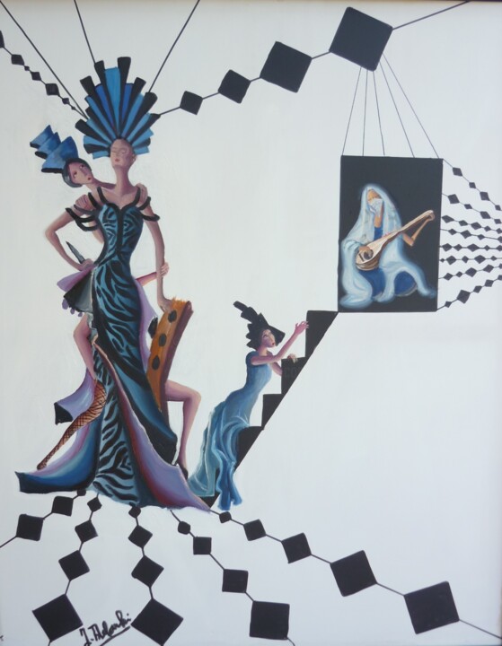 Peinture intitulée "La femme bleu" par Imene Mebarki, Œuvre d'art originale, Huile
