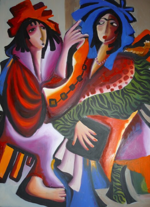 Schilderij getiteld "Tenue de fête" door Imene Mebarki, Origineel Kunstwerk, Olie