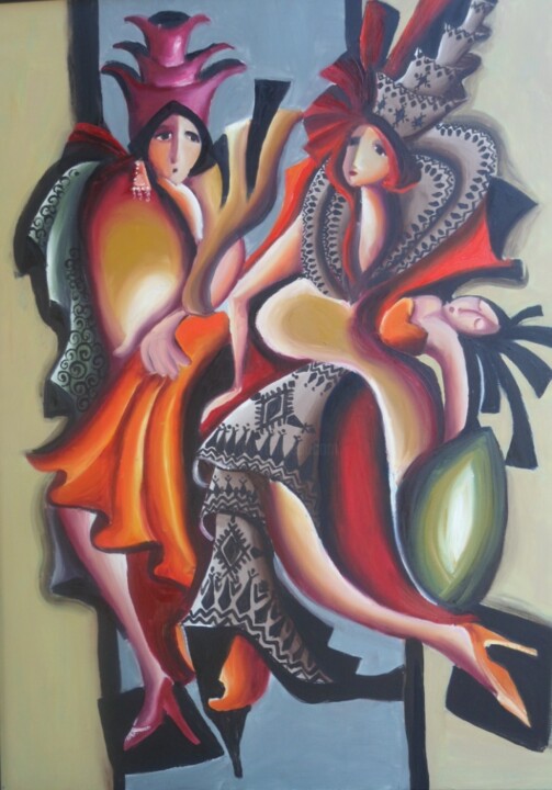 Peinture intitulée "Secret de femme" par Imene Mebarki, Œuvre d'art originale, Huile