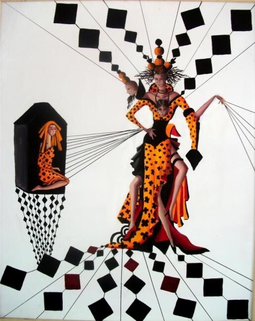 Schilderij getiteld "Arlequin clown" door Imene Mebarki, Origineel Kunstwerk, Olie