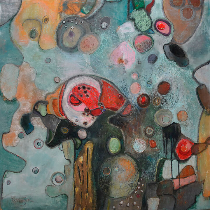 Painting titled "Des-dur" by Ekaterina Korchagina, Original Artwork, Pastel Mounted on Wood Panel