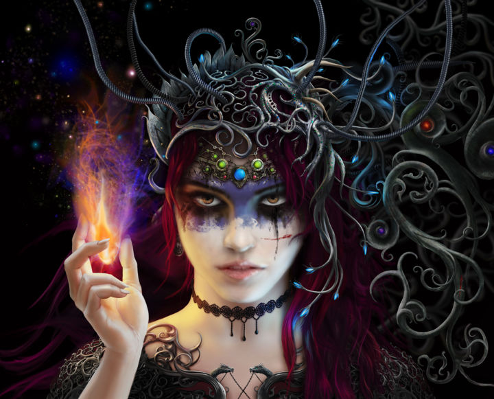 Digital Arts titled "Northern Sorceress" by Daniel Trajtemberg, Original Artwork, Digital Painting