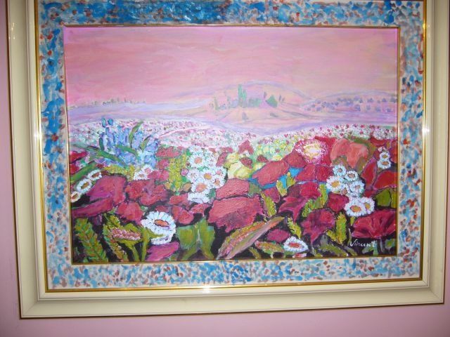 Pittura intitolato "campo di fiori" da Vincent, Opera d'arte originale