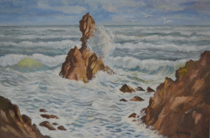 Peinture intitulée "La mer Méditerranée" par Jacques Jourdan, Œuvre d'art originale, Aquarelle
