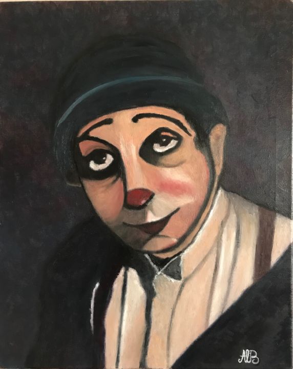 Painting titled "Le Naïf" by Annie La Barbouille, Original Artwork, Oil Mounted on Wood Stretcher frame