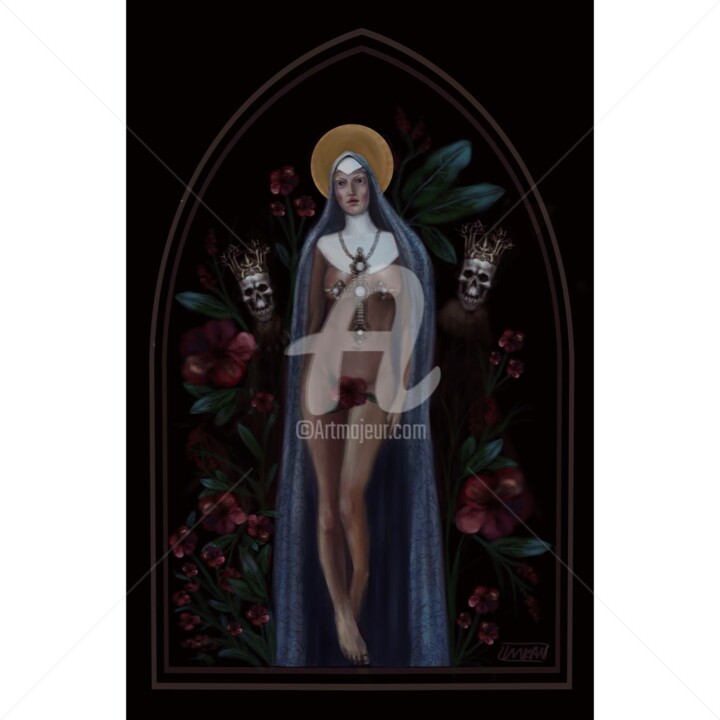 Digital Arts titled "Black nun" by Imran Kaya, Original Artwork, Digital Painting