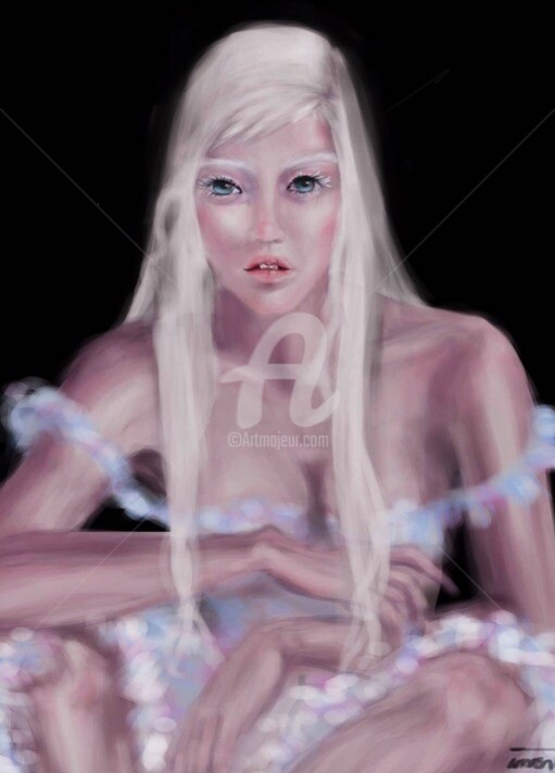 Digital Arts titled "Albino girl" by Imran Kaya, Original Artwork, Digital Painting