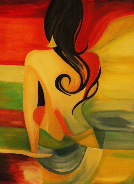 Painting titled "Lady.jpg" by Imtiaz Hussain, Original Artwork, Oil