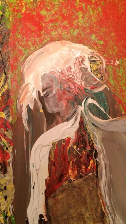 Painting titled "Lady with white hair" by Inaam Obaidi Onsi, Original Artwork