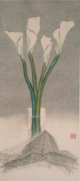 Painting titled "calla lilies" by Inara Cedrins, Original Artwork, Other