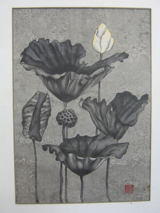 Schilderij getiteld "lotus 2" door Inara Cedrins, Origineel Kunstwerk, Anders