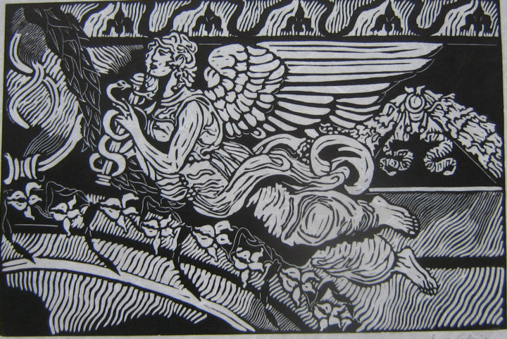 Tekening getiteld "Angel 2" door Inara Cedrins, Origineel Kunstwerk