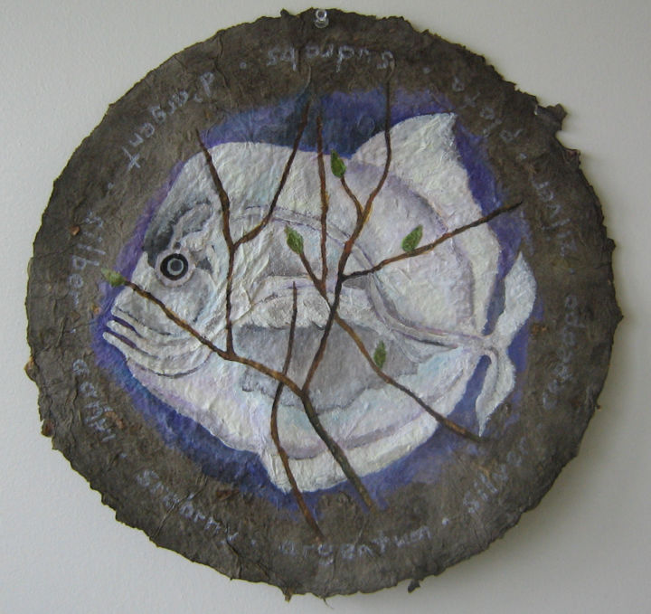 Schilderij getiteld "Moonfish" door Inara Cedrins, Origineel Kunstwerk