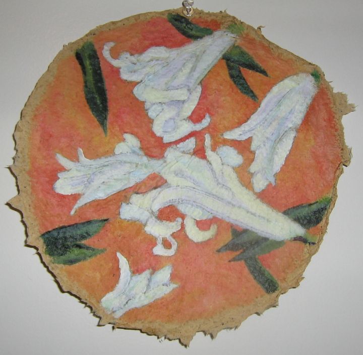 Pittura intitolato "Lilies" da Inara Cedrins, Opera d'arte originale