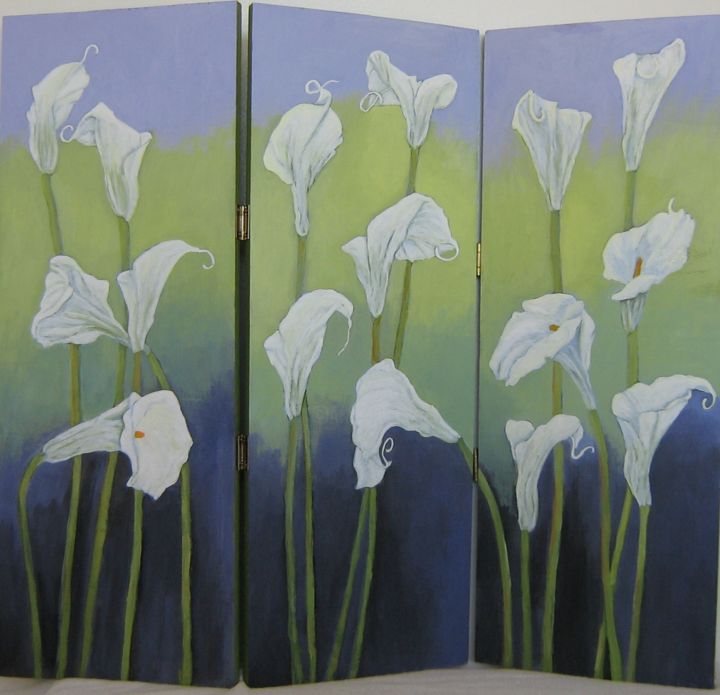 Peinture intitulée "calla-lilies.jpg" par Inara Cedrins, Œuvre d'art originale, Huile