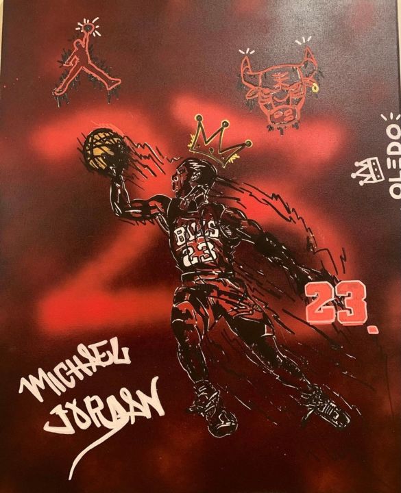 Painting titled "Michael Jordan#23" by Oledo, Original Artwork, Gel pen