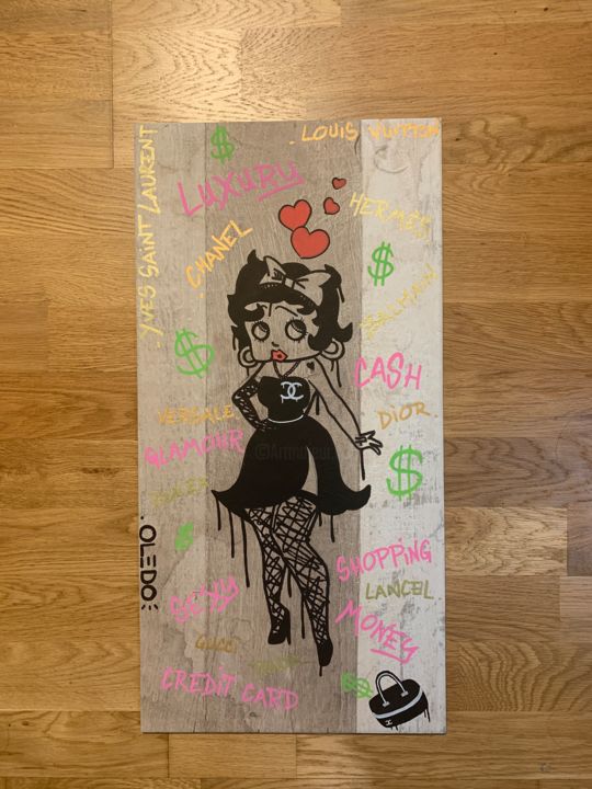 Dessin intitulée "Betty Boop > Luxury" par Oledo, Œuvre d'art originale, Stylo gel