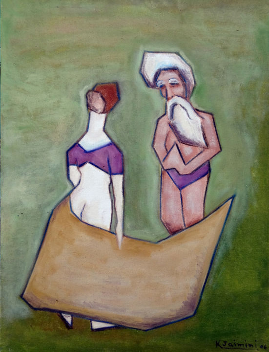 Painting titled "Welcome" by Kamal Nayan Jaimini, Original Artwork, Oil