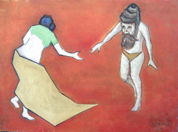 Painting titled "Attraction" by Kamal Nayan Jaimini, Original Artwork