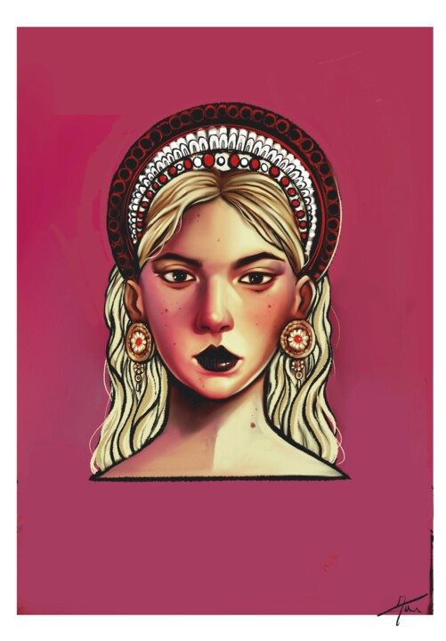 Arts numériques intitulée "La Reine" par Inesca, Œuvre d'art originale, Travail numérique 2D