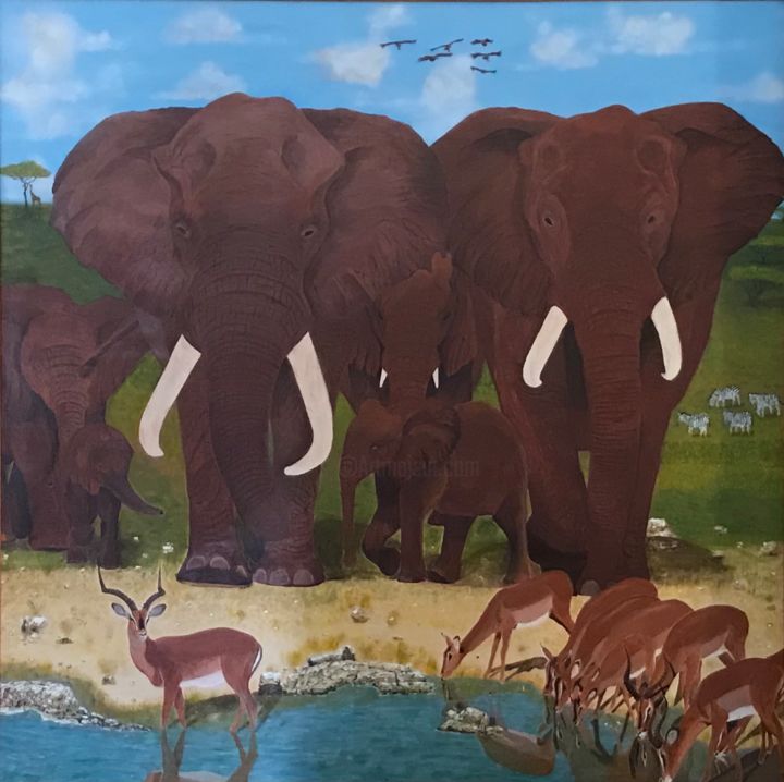 Schilderij getiteld "Memories of Africa" door Inés & Ciro Nature Paintings, Origineel Kunstwerk, Acryl
