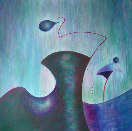 Pintura titulada ""Formando cometas I"" por Inés Diez, Obra de arte original, Oleo