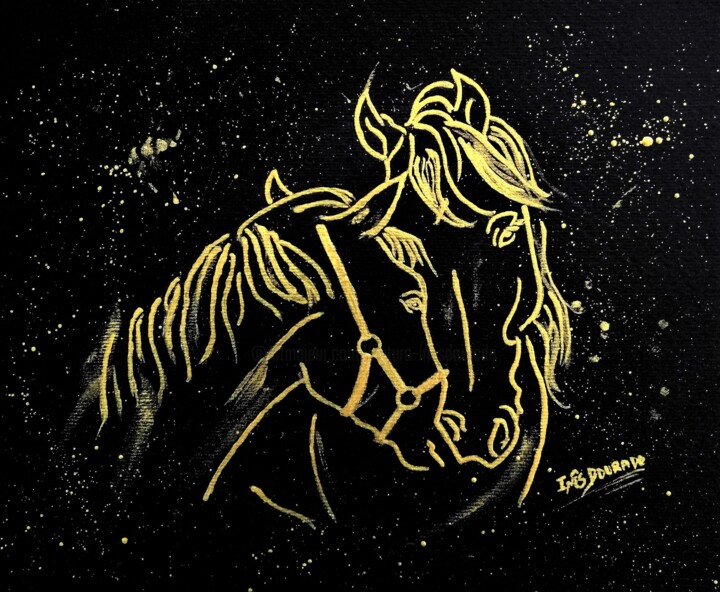 Pintura intitulada "Amor Equino" por Inês Dourado, Obras de arte originais, Tinta