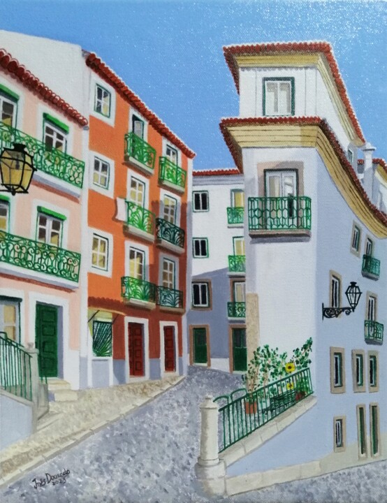 绘画 标题为“Largo Cruz Sta. Hel…” 由Inês Dourado, 原创艺术品, 油 安装在木质担架架上