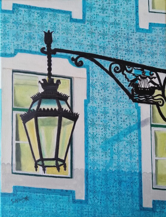 绘画 标题为“Símbolos de Lisboa” 由Inês Dourado, 原创艺术品, 油 安装在木质担架架上