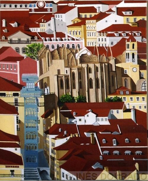 Painting titled "Lisboa VIII (Lisbon)" by Inês Dourado, Original Artwork, Oil