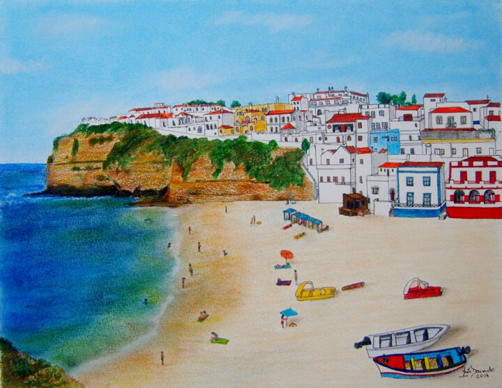 Pintura intitulada "CARVOEIRO (Carvoeir…" por Inês Dourado, Obras de arte originais, Outro