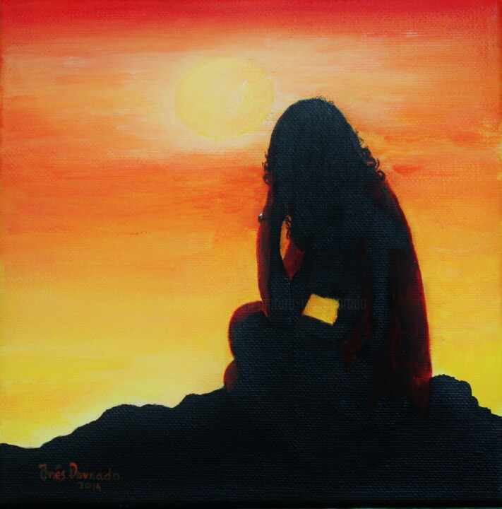 Painting titled "Meditando (Meditati…" by Inês Dourado, Original Artwork, Acrylic