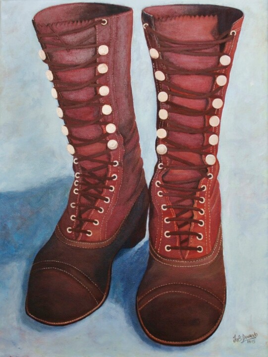 Pintura titulada "Botas de Mulher do…" por Inês Dourado, Obra de arte original, Acrílico Montado en Bastidor de camilla de m…
