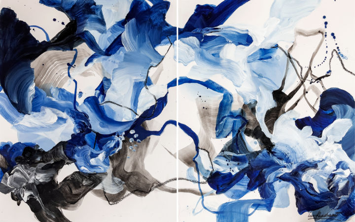 绘画 标题为“Cosmic blue” 由Ines Khadraoui, 原创艺术品, 丙烯