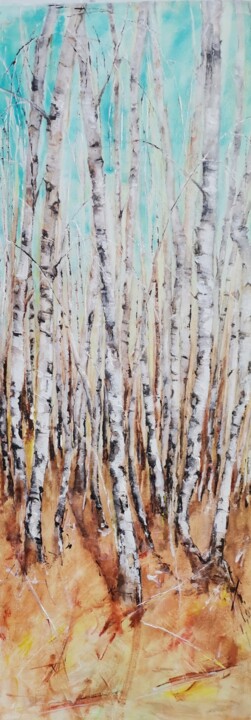 Картина под названием "birch" - Inesa Mur, Подлинное произведение искусства, Масло