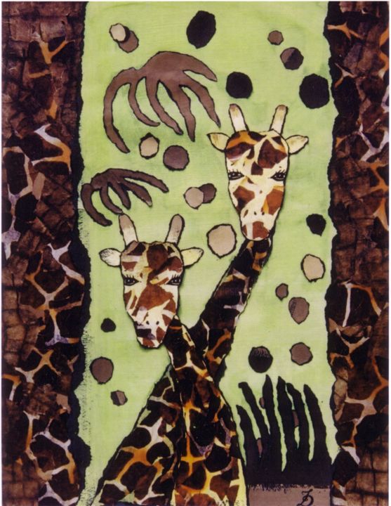 Dessin intitulée "Girafes" par Inès Dauxerre, Œuvre d'art originale