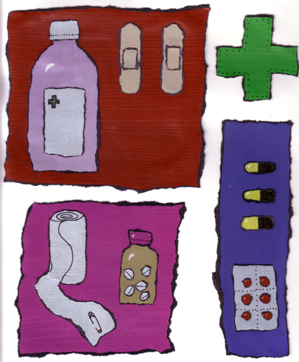 Dessin intitulée "Pharmacie" par Inès Dauxerre, Œuvre d'art originale
