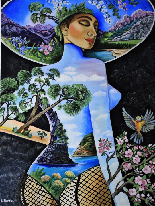 Картина под названием "ФЛОРА" - Инесса Иоктон, Подлинное произведение искусства, Масло