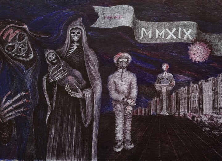 Rysunek zatytułowany „MMXIX” autorstwa Infa Inot, Oryginalna praca, Atrament