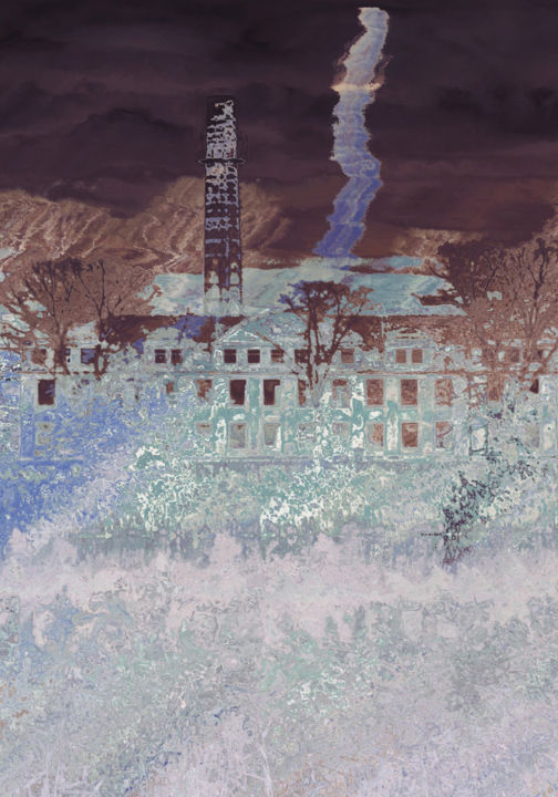 Digitale Kunst getiteld "House on a river, e…" door Infinitelightsight, Origineel Kunstwerk, 2D Digital Work