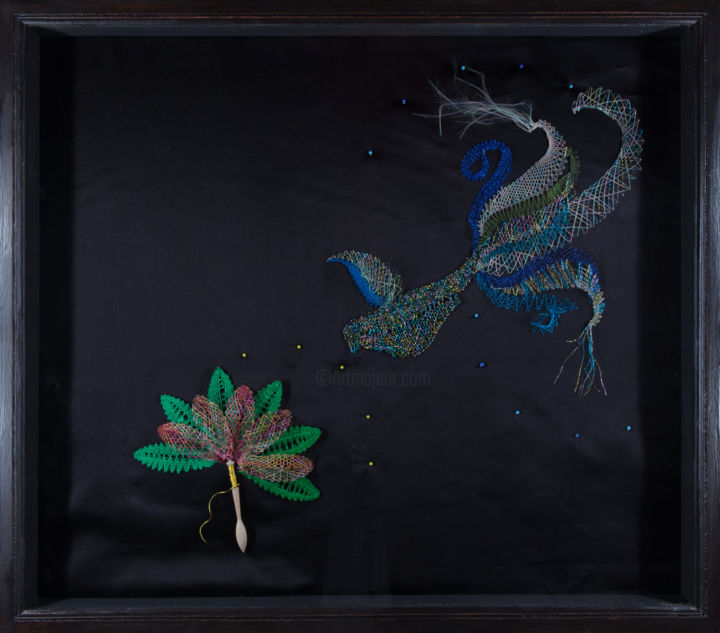 Textile Art με τίτλο "Oiseau de paradis" από Stéphanie Salinères, Αυθεντικά έργα τέχνης